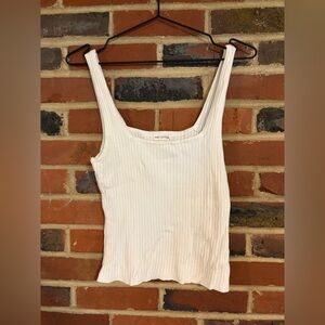 Avec Les Filles Ivory Ribbed Tank Top